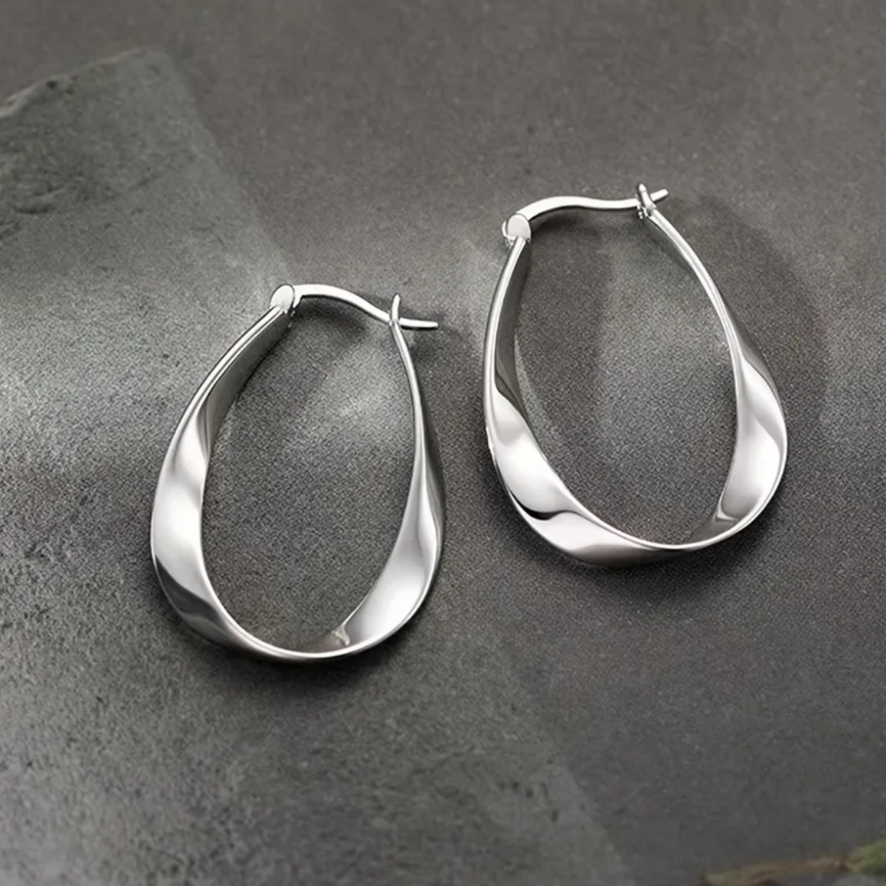 Silver Twist Hoop Earrings